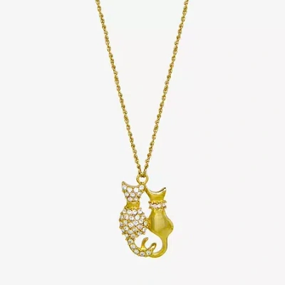 1928 Jewelry 1928 Gold Tone Cat Womens Crystal Alloy 16 Inch Pendant Necklace