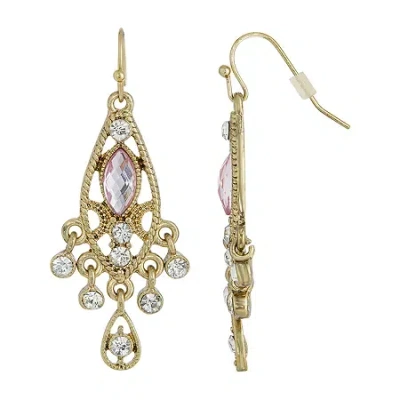 1928 Jewelry 1928 Gold Tone Crystal Drop Earrings In Pink