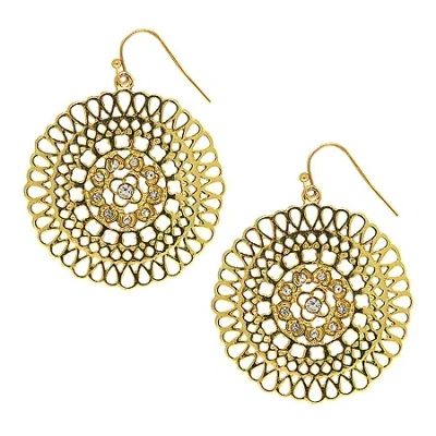 1928 Jewelry 1928 Gold Tone Crystal Round Drop Earrings In Yellow