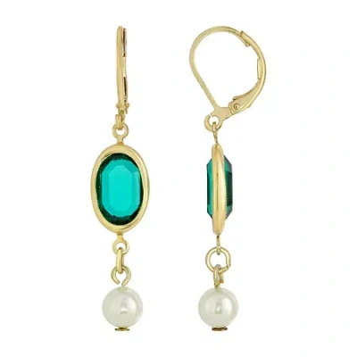 1928 Jewelry 1928 Gold Tone Green Drop Earrings