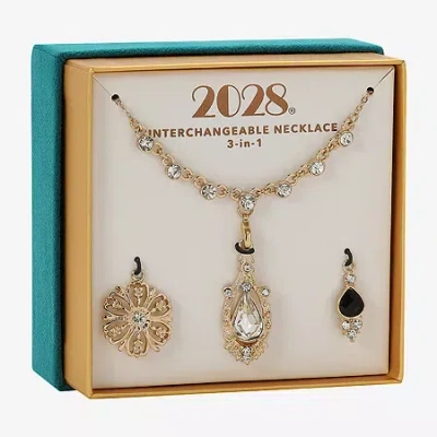 1928 Jewelry 1928 Gold Tone Interchangeable Womens Black Crystal 3-pc. Pendant Necklace Set In Yellow