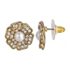 1928 Jewelry 1928 Gold Tone Simulated Pearl 18mm Flower Stud Earrings In White