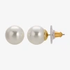 1928 Jewelry 1928 Gold Tone White Simulated Pearl 1/2 Inch Ball Stud Earrings In White