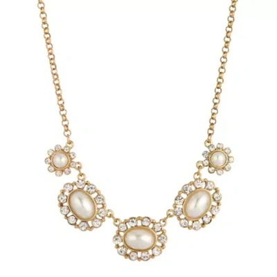 1928 Jewelry 1928 Gold Tone Womens 16 Inch Collar Necklace In White