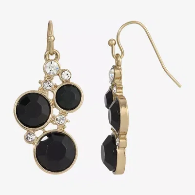 1928 Jewelry 1928 Gold Tone Womens Black Crystal Drop Earrings