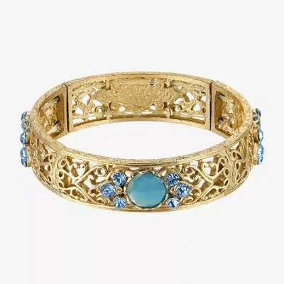 1928 Jewelry 1928 Gold-tone Womens Blue Mother Of Pearl Stretch Bracelet