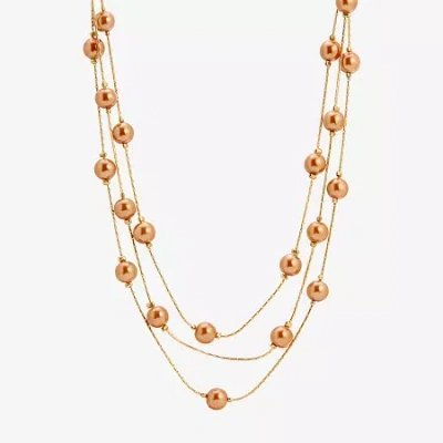 1928 Jewelry 1928 Gold-tone Womens Brown 16 Inch Strand Necklace In Yellow