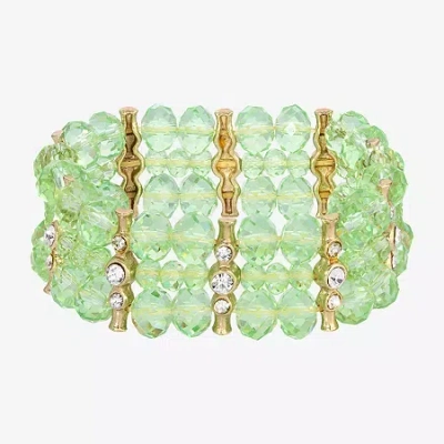 1928 Jewelry 1928 Gold-tone Womens Crystal Stretch Bracelet In Green