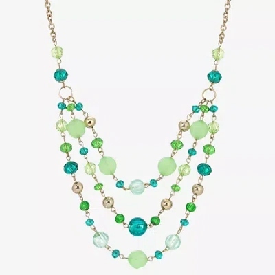 1928 Jewelry 1928 Gold-tone Womens Green 16 Inch Beaded Necklace