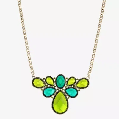 1928 Jewelry 1928 Gold-tone Womens Green 16 Inch Collar Necklace In Metallic