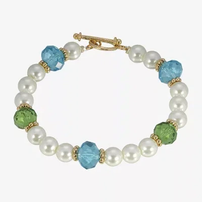 1928 Jewelry 1928 Gold Tone Womens Green Simulated Pearl Beaded Bracelet