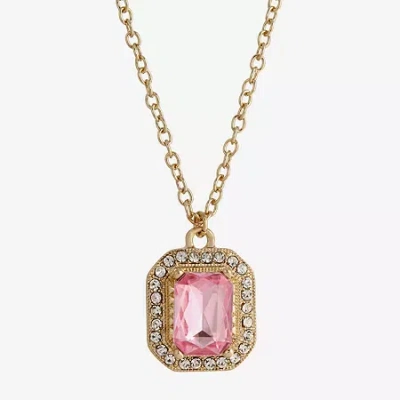 1928 Jewelry 1928 Gold Tone Womens Pink Crystal Alloy 16 Inch Pendant Necklace