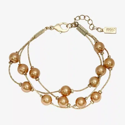 1928 Jewelry 1928 Gold Tone Womens Yellow Simulated Pearl Beaded Bracelet