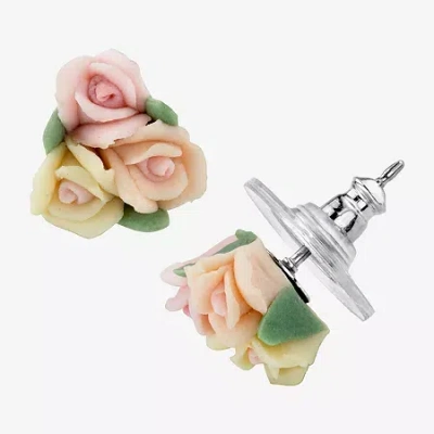 1928 Jewelry 1928 Porcelain 10mm Flower Stud Earrings In Pink