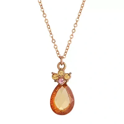 1928 Jewelry 1928 Rose Gold Tone Womens Pink Crystal Alloy Pear 16 Inch Pendant Necklace