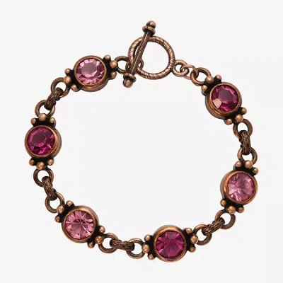 1928 Jewelry 1928 Rose Tone & Pink Toggle Womens Purple Crystal Strand Bracelet
