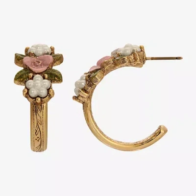 1928 Jewelry 1928 Rose Womens 28mm Flower Hoop Earrings In Gold