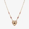 1928 Jewelry 1928 Rose Womens Pink Glass Alloy Flower Heart 15 Inch Pendant Necklace In Gold