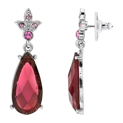 1928 Jewelry 1928 Silver Tone Crystal Drop Earrings In Purple