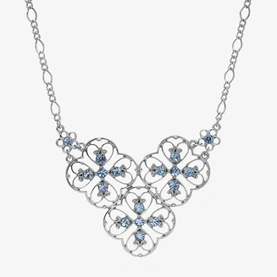 1928 Jewelry 1928 Silver Tone Filigree Womens Blue 16 Inch Collar Necklace In Metallic