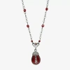 1928 Jewelry 1928 Silver Tone Red Crystal 16 Inch Link Pendant In Multi