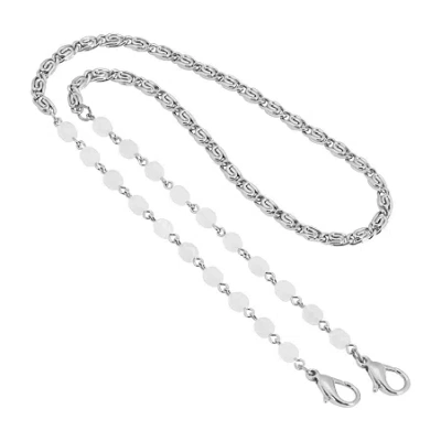1928 Jewelry 1928 Silver Tone Womens 22 Inch Link Face Mask Holder In White