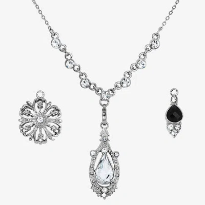 1928 Jewelry 1928 Silver Tone Womens Black 4-pc. Pendant Necklace Set