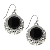 1928 Jewelry 1928 Silver Tone Womens Black Drop Earrings In Black