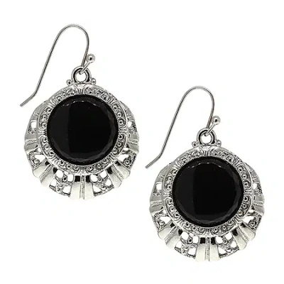 1928 Jewelry 1928 Silver Tone Womens Black Drop Earrings