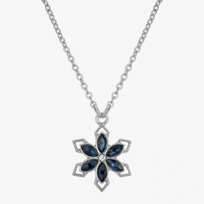 1928 Jewelry 1928 Silver Tone Womens Blue Crystal Alloy Flower 16 Inch Pendant Necklace