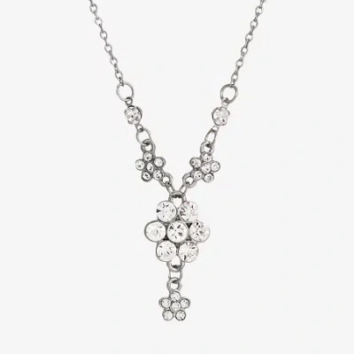 1928 Jewelry 1928 Silver-tone Womens Crystal Alloy 16 Inch Pendant Necklace In White