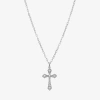 1928 Jewelry 1928 Silver Tone Womens Crystal Alloy Cross 15 Inch Pendant Necklace In Silver