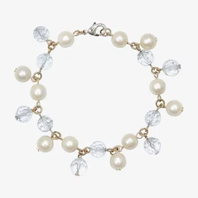 1928 Jewelry 1928 Silver-tone Womens Crystal Beaded Bracelet In White