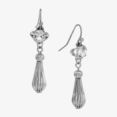 1928 Jewelry 1928 Silver Tone Womens Crystal Drop Earrings In White