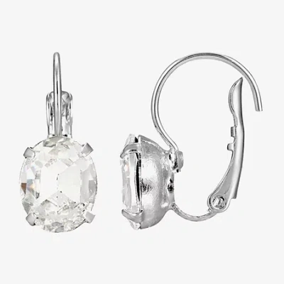 1928 Jewelry 1928 Silver Tone Womens Crystal Drop Earrings In White