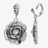 1928 Jewelry 1928 Silver Tone Womens Crystal Flower Clip On Earrings In Metallic