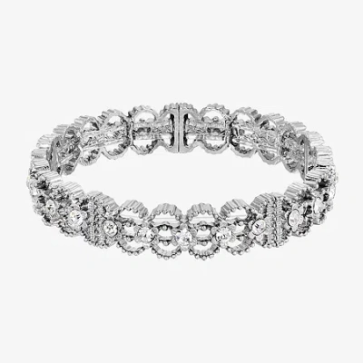 1928 Jewelry 1928 Silver-tone Womens Crystal Stretch Bracelet