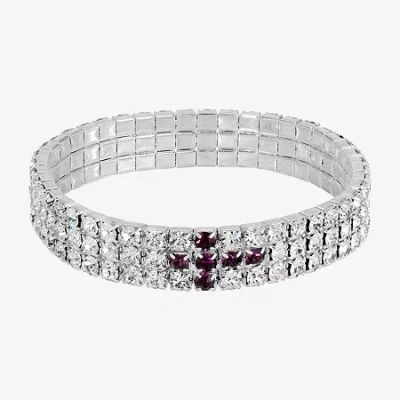 1928 Jewelry 1928 Silver-tone Womens Purple Crystal Cross Stretch Bracelet