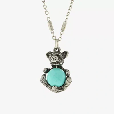 1928 Jewelry 1928 Teddy Bear Womens Alloy 16 Inch Pendant Necklace In Blue
