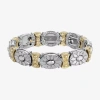 1928 Jewelry 1928 Two-tone Womens Flower Stretch Bracelet In Silver