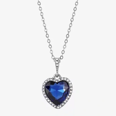 1928 Jewelry 1928 Womens Alloy Heart 16 Inch Pendant Necklace In Blue