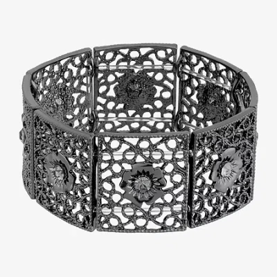 1928 Jewelry 1928 Womens Blue Crystal Stretch Bracelet In Black