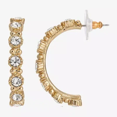 1928 Jewelry 1928 Womens Crystal 1 Inch Hoop Earrings In Yellow