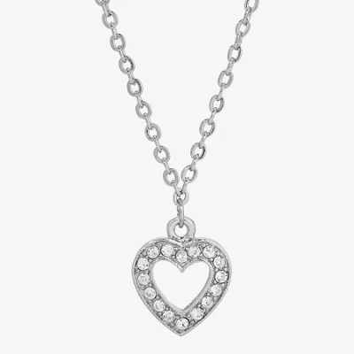 1928 Jewelry 1928 Womens Crystal Alloy Heart 16 Inch Pendant Necklace In Silver