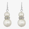 1928 Jewelry 1928 Womens Crystal Round Drop Earrings In White