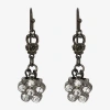 1928 Jewelry 1928 Womens Gray Crystal Flower Drop Earrings In White