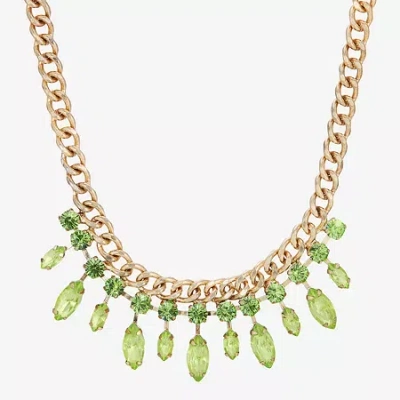 1928 Jewelry 1928 Womens Green 16 Inch Statement Necklace In Gold