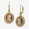 1928 Jewelry 1928 Womens Orange Glass Cameo Drop Earrings In Gold