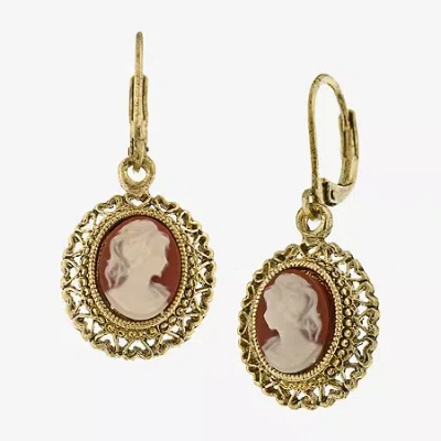 1928 Jewelry 1928 Womens Orange Glass Cameo Drop Earrings