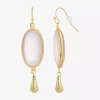 1928 Jewelry 1928 Womens Pink Glass Oval Drop Earrings In Gold